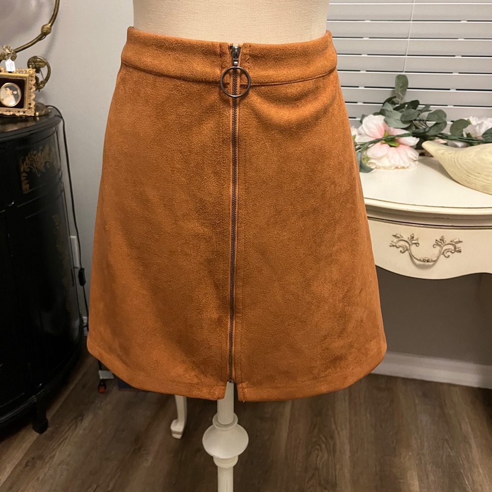 Tan Faux Suede Skirt